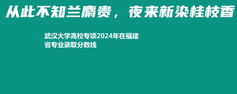 武汉大学高校专项2024年在福建省专业录取分数线